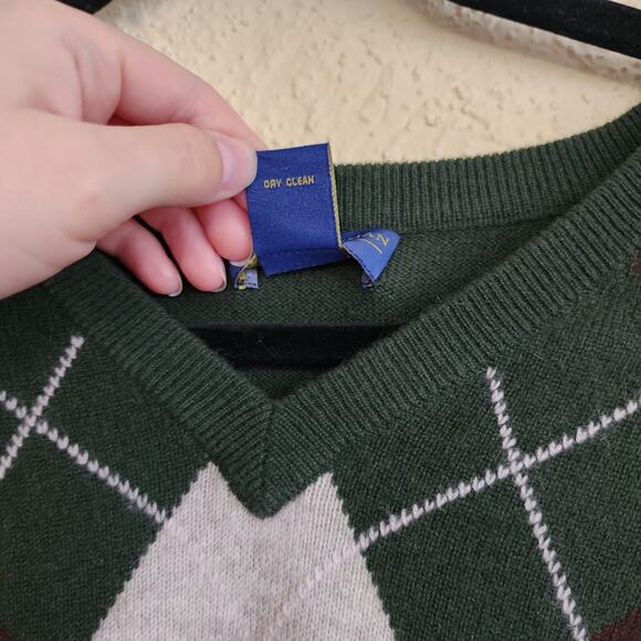 Joseph & Lyman Pullover Crewneck 100% Cashmere Sweater Men XL Green Preppy Dad - Picture 4 of 7